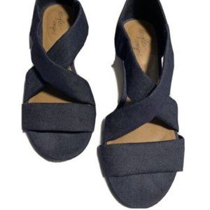 Dexflex Comfort Women's Kerry Wedge Criss-Cross strap Denim Size 9W